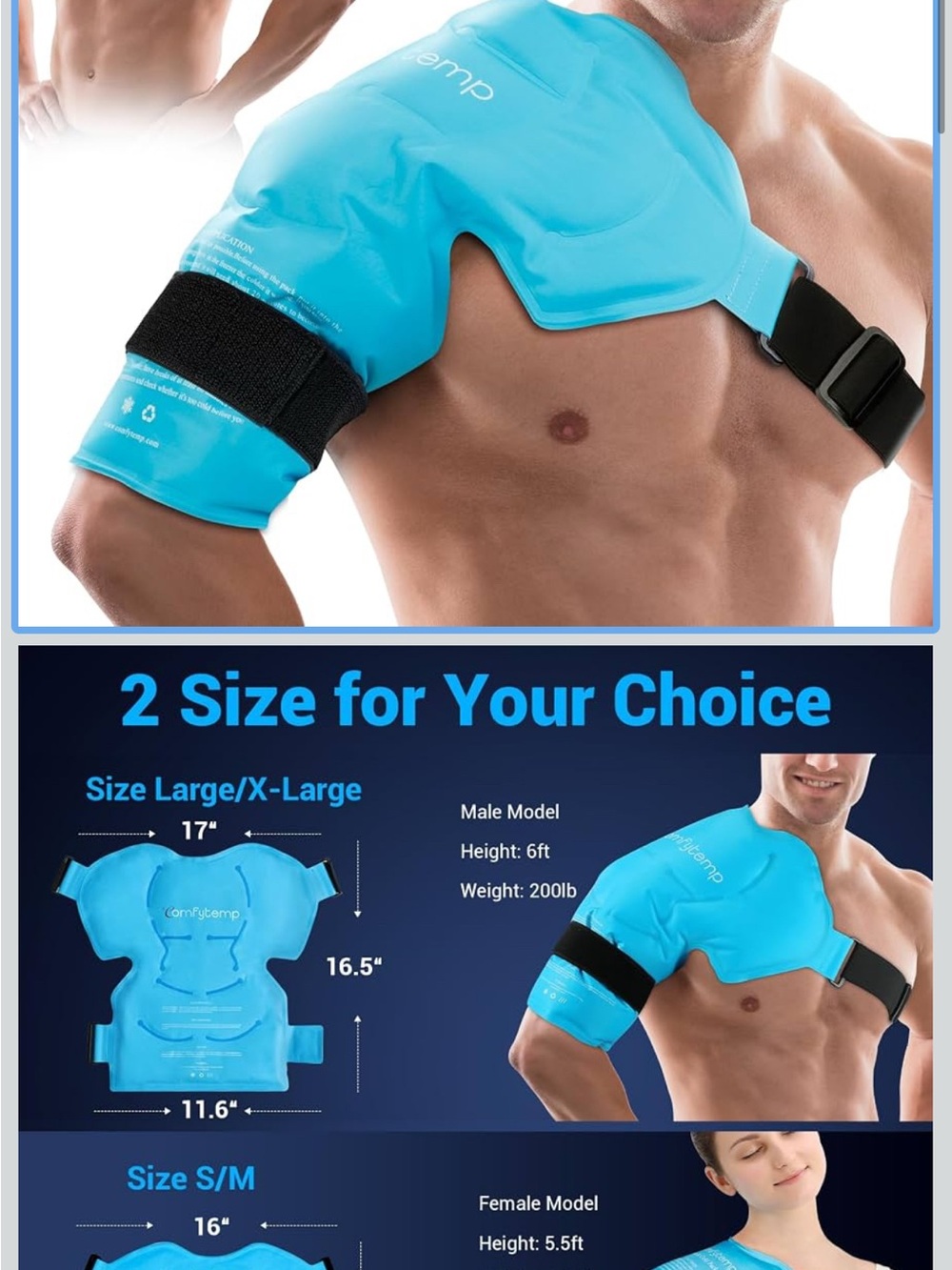 Comfytemp Shoulder Ice Pack, Rotator Cuff Cold Therapy Wrap (Large/X-Large) NIB